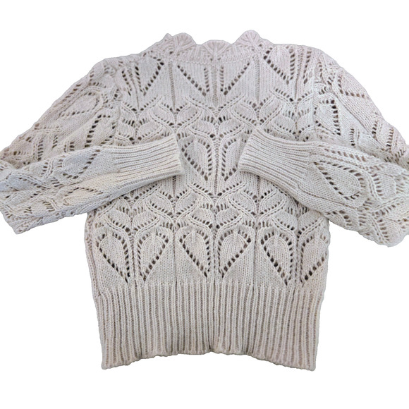 Handmade Cream Wool unlined Chunky Cable Knit XS - Picture 6 of 8